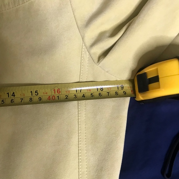 Women’s Yellow Zip Up Jacket Size M Faux Suede Moto Style Pockets Shoulder Pads - Picture 14 of 14